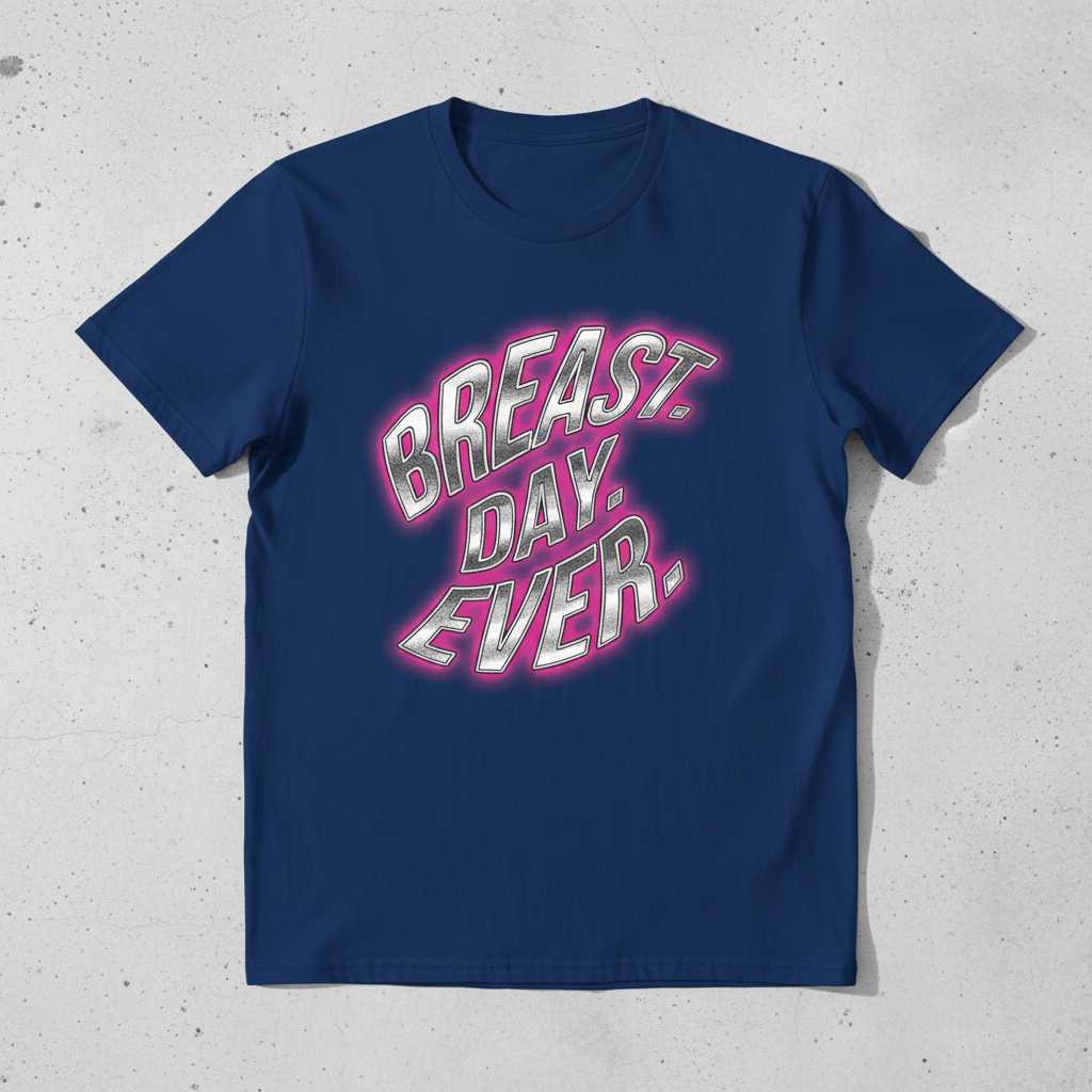 Breast Day Ever Retro Neon T-Shirt Funny Graphic Tee Novelty Present Idea