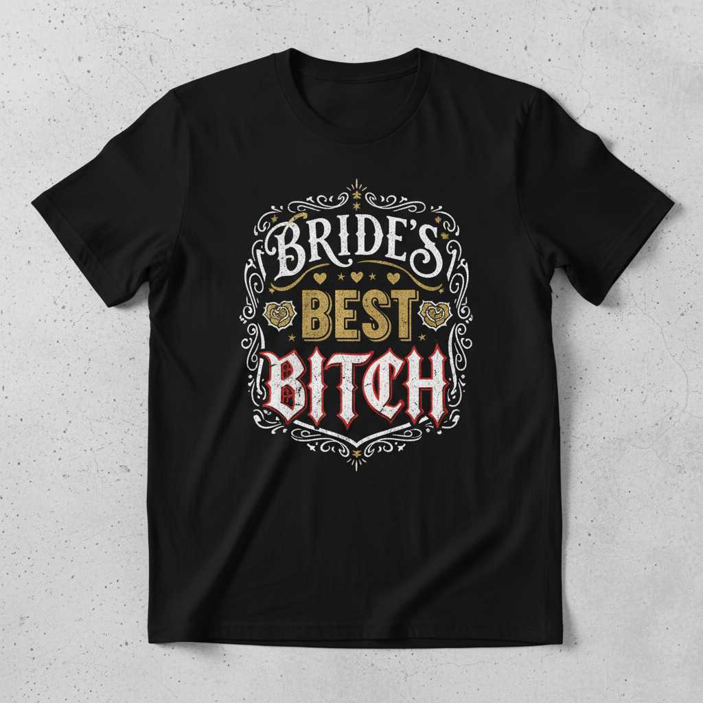 Brides Best Bitch Vintage Distressed Graphic T-Shirt, Funny Bridesmaid Tee Idea