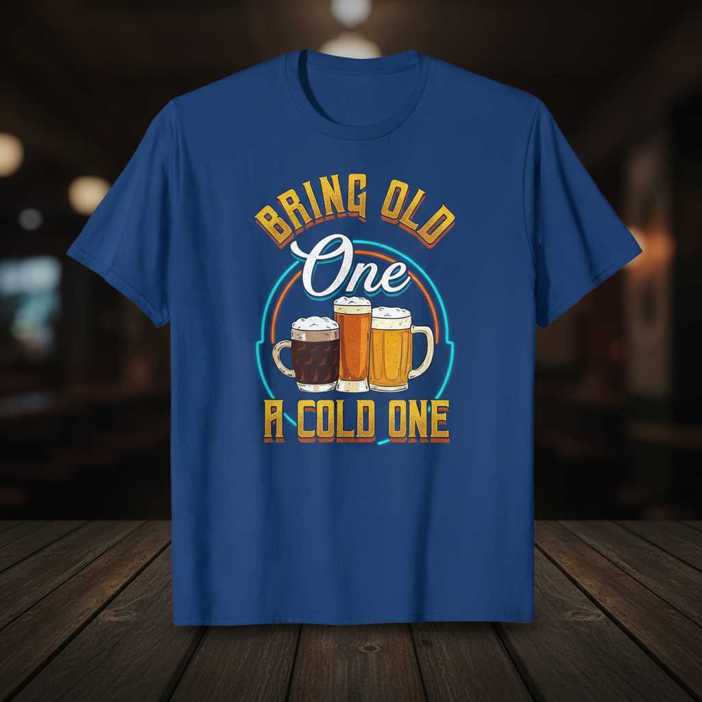 Bring Old One A Cold One Retro Vintage T-Shirt, Funny Beer Graphic Tee