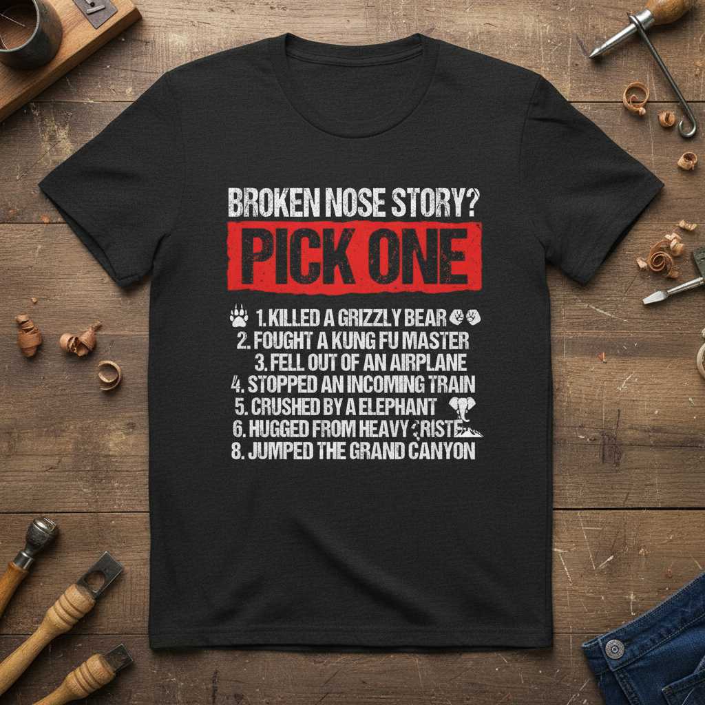 Broken Nose Story Pick One Distressed T-Shirt, Funny Recovery Tee Idea
