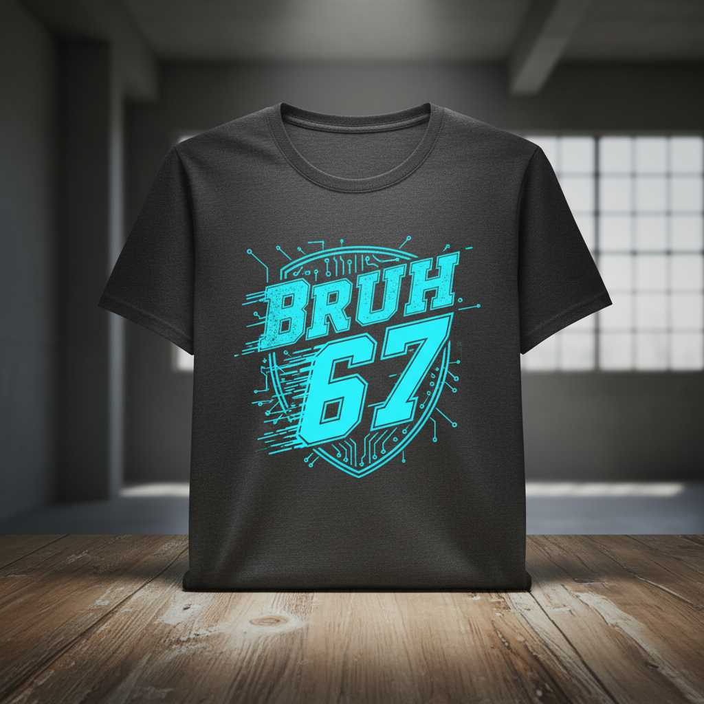 Bruh 67 Distressed Baseball Style Graphic T-Shirt, Funny Sporty Tee Outfit
