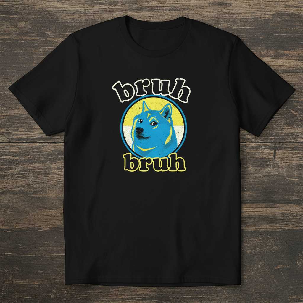Bruh Bruh Retro Shiba Inu T-Shirt, Funny Doge Distressed Tee Graphic Top