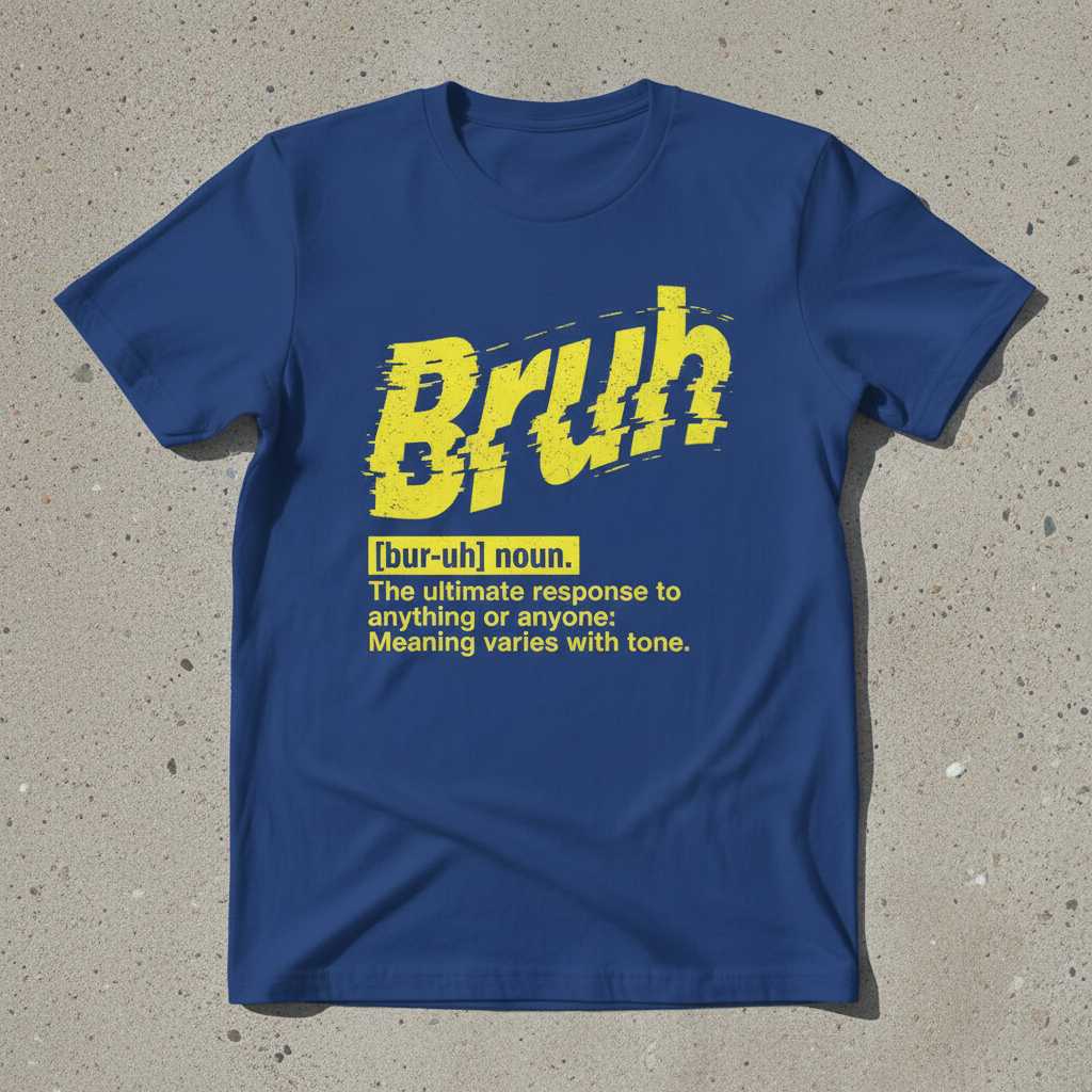 Bruh Bur-Uh Noun The Ultimate Response To Anything Or Anyone Meaning Varies With Tone Glitch Distressed T-Shirt, Funny Tee Gear