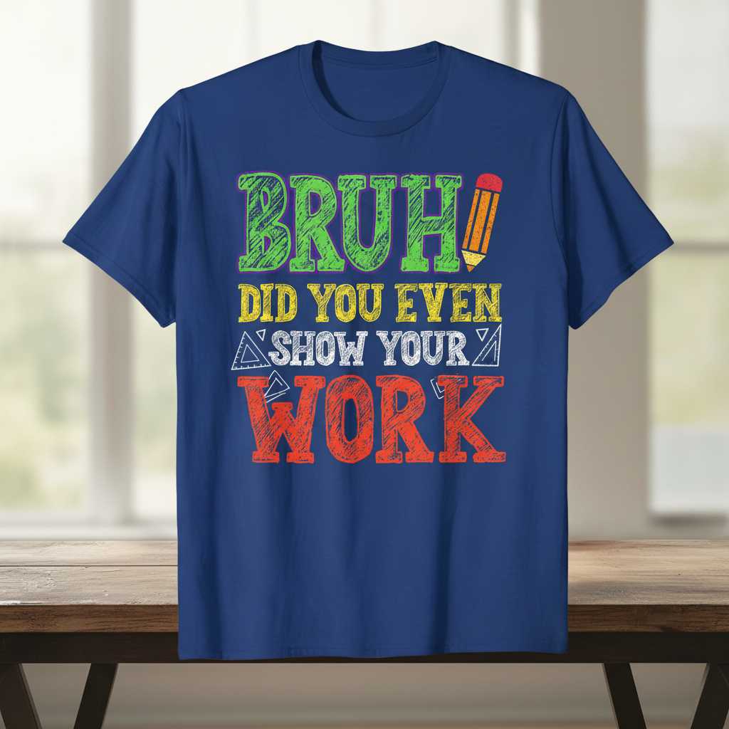 Bruh Did You Even Show Your Work Distressed T-Shirt, Funny Math Teacher Tee