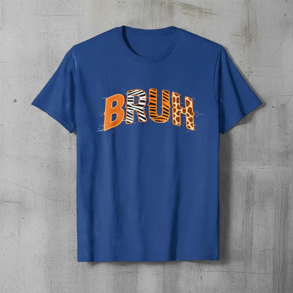 Bruh Distressed Animal Print Safari T-Shirt, Funny Wildlife Zookeeper Tee