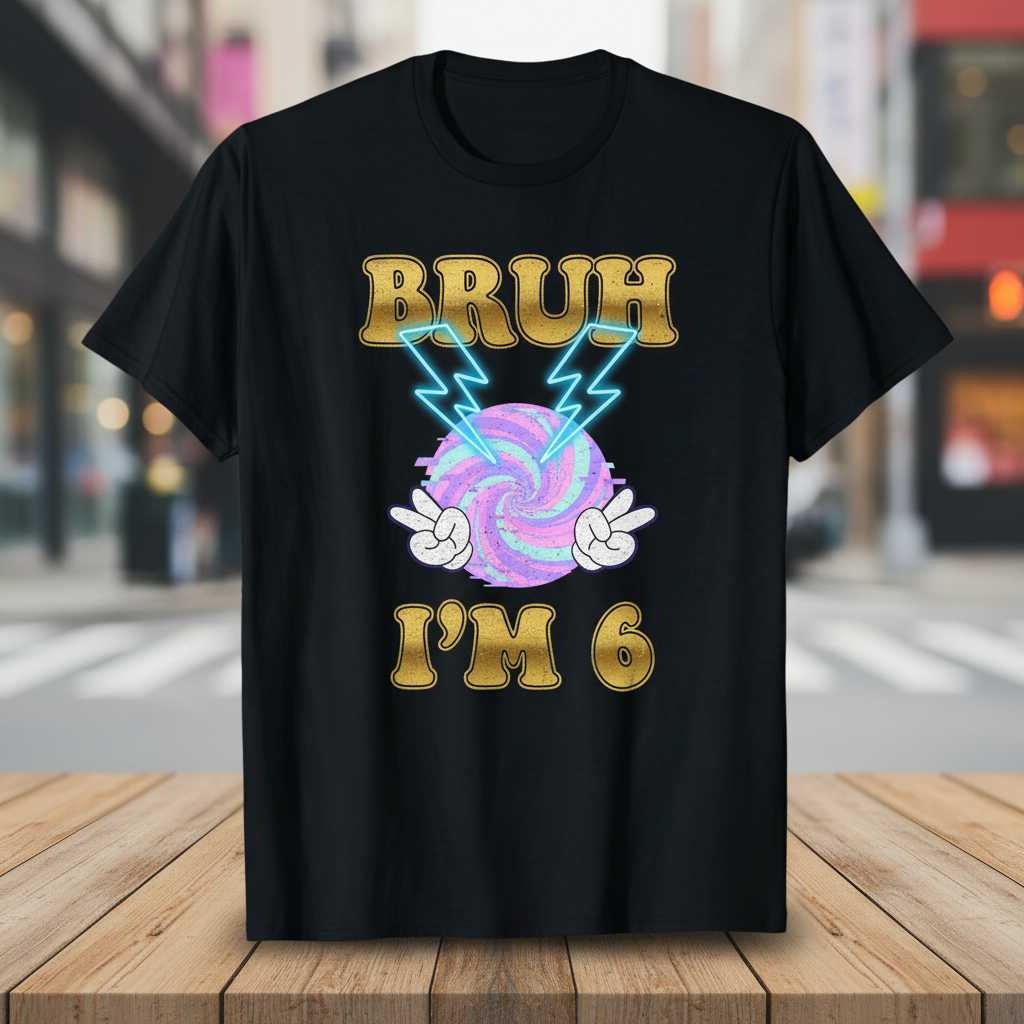 Bruh Im 6 Retro T-Shirt, Funny 6th Birthday 6 Years Old Tee Outfit Idea