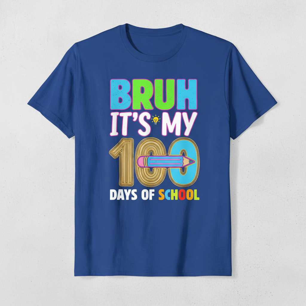 Bruh Its My 100 Days Of School Distressed Student T-Shirt, Graphic Tee