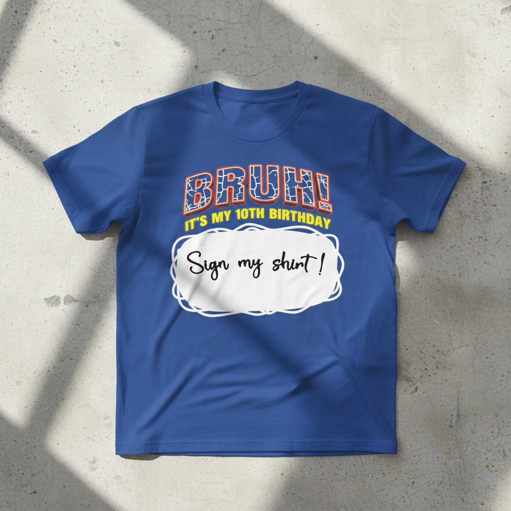 Bruh! Its My 10th Birthday Sign My Shirt! Novelty T-Shirt Funny Tee Idea
