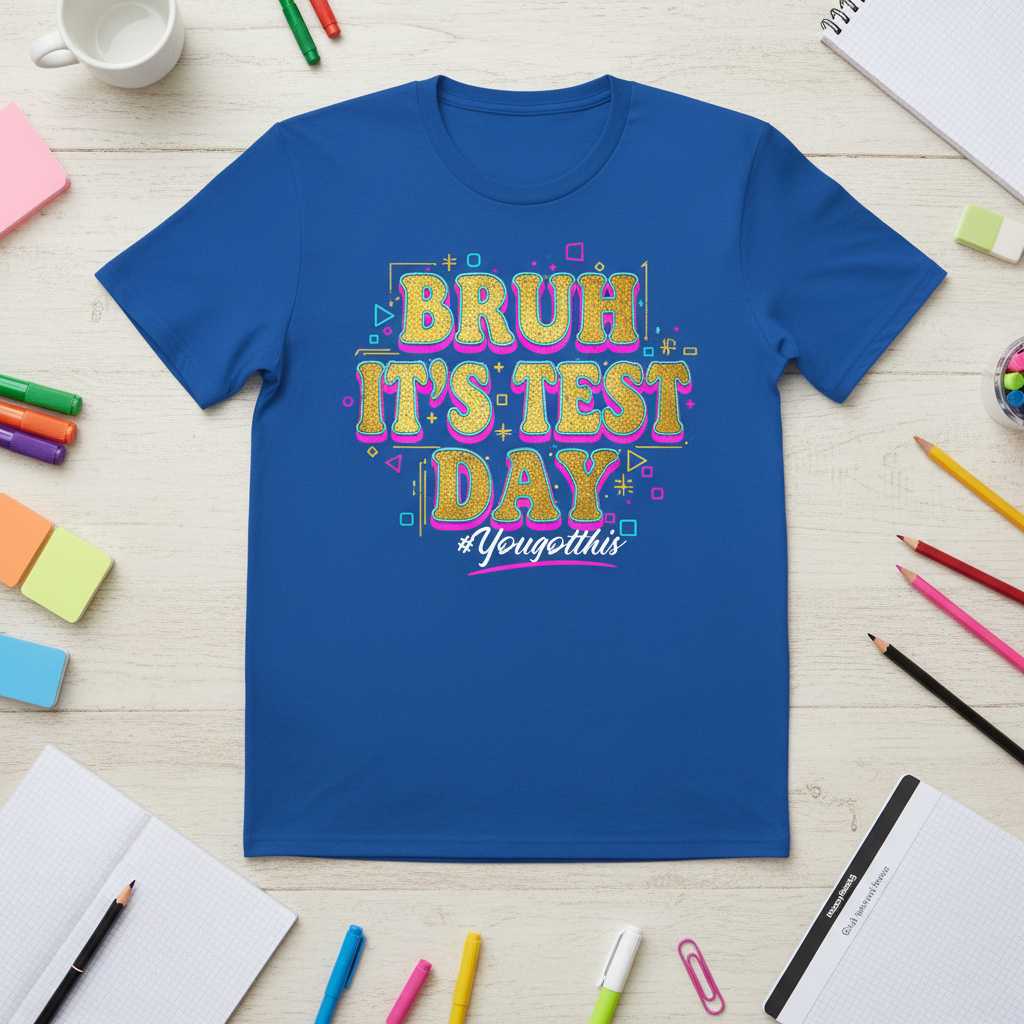 Bruh Its Test Day You Got This 90s Retro T-Shirt, Funny Graphic Tee Idea