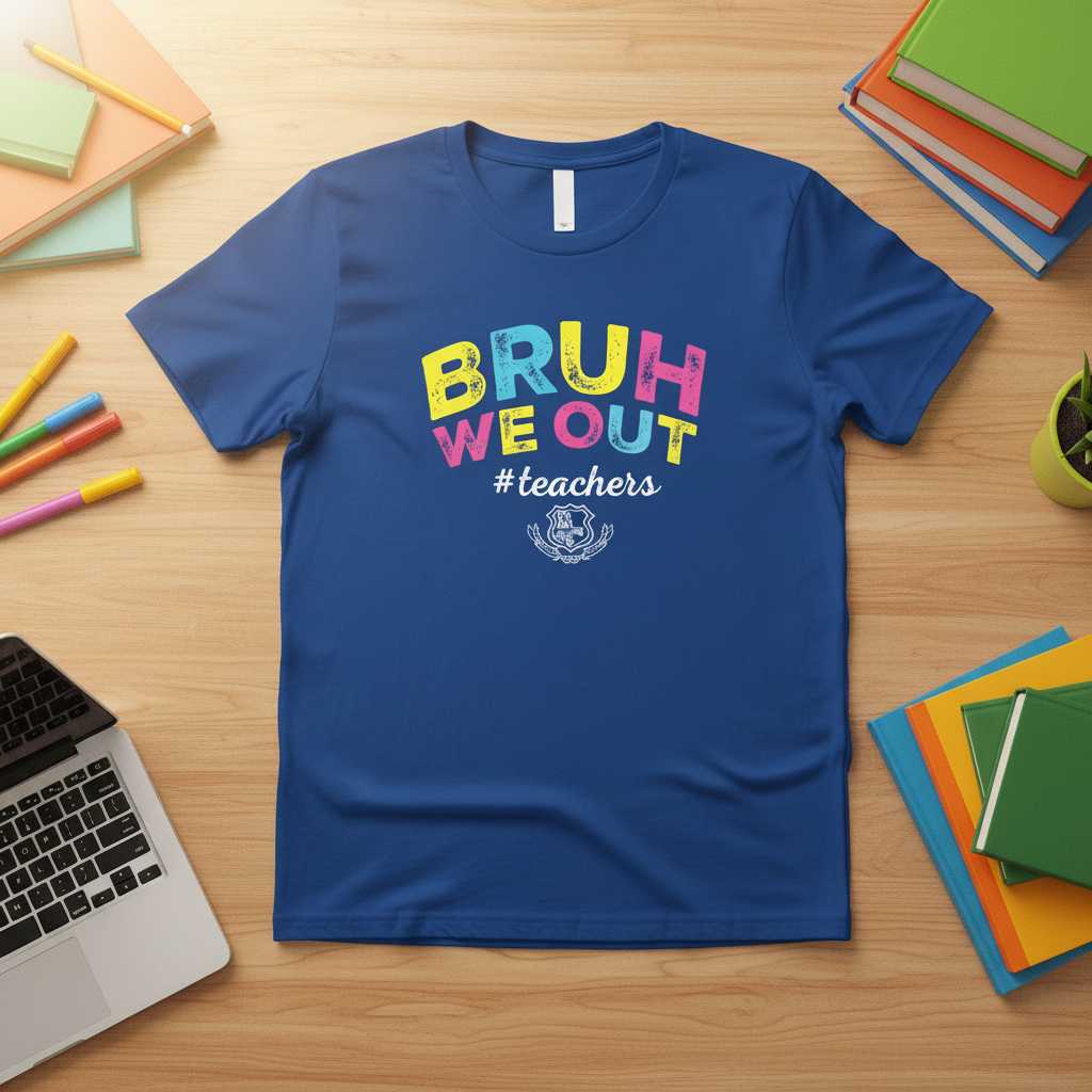 Bruh We Out #Teachers Distressed T-Shirt, Funny End Of School Year Tee Idea