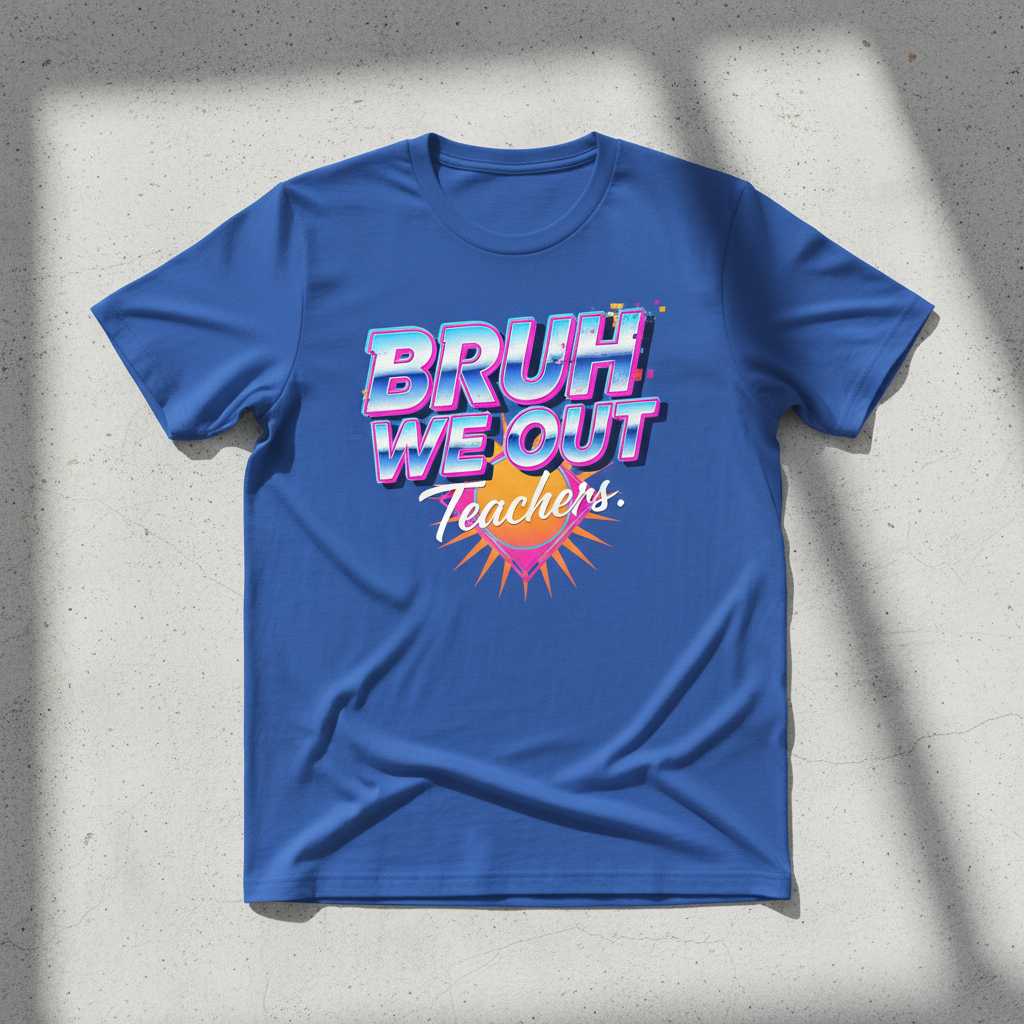 Bruh We Out Teachers Retro 90s Graphic T-Shirt, Funny Teacher Tee Idea