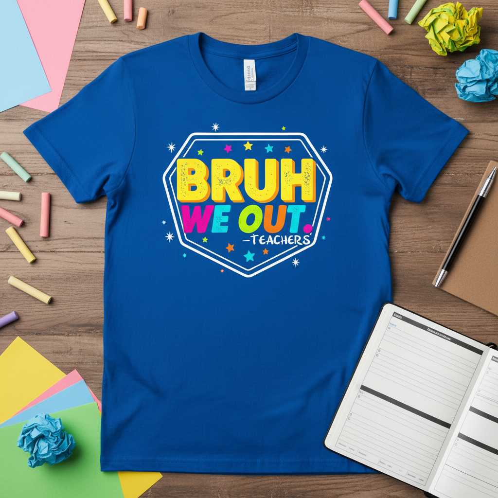 Bruh We Out Teachers Retro T-Shirt, Funny End Of School Year Graphic Tee Idea