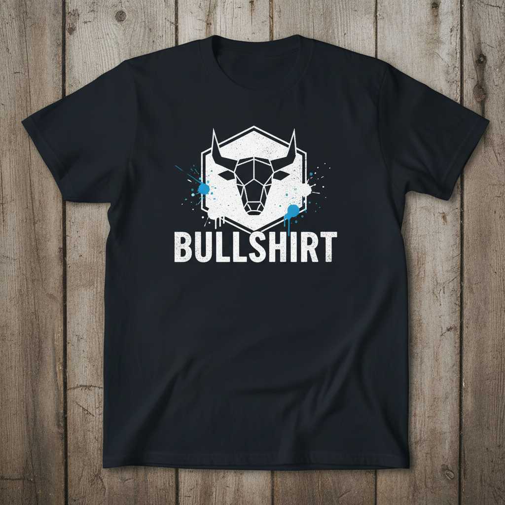 Bullshirt Geometric Distressed T-Shirt, Funny Graphic Bull Tee Gift Idea