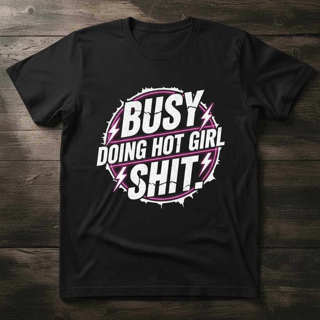 Busy Doing Hot Girl Shit Distressed Grunge T-Shirt, Funny Novelty Tee