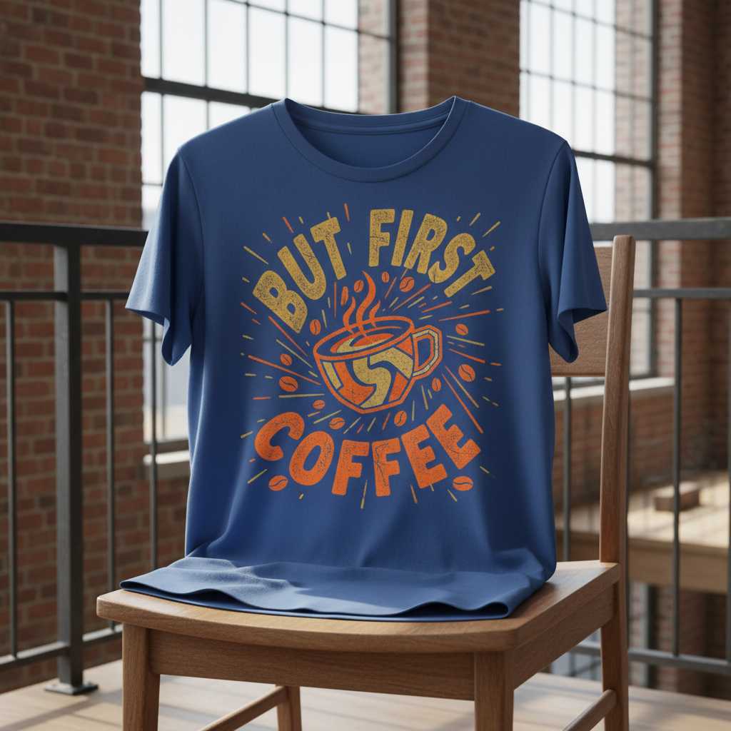But First Coffee Vintage T-Shirt, Retro Distressed Graphic Coffee Tee Top