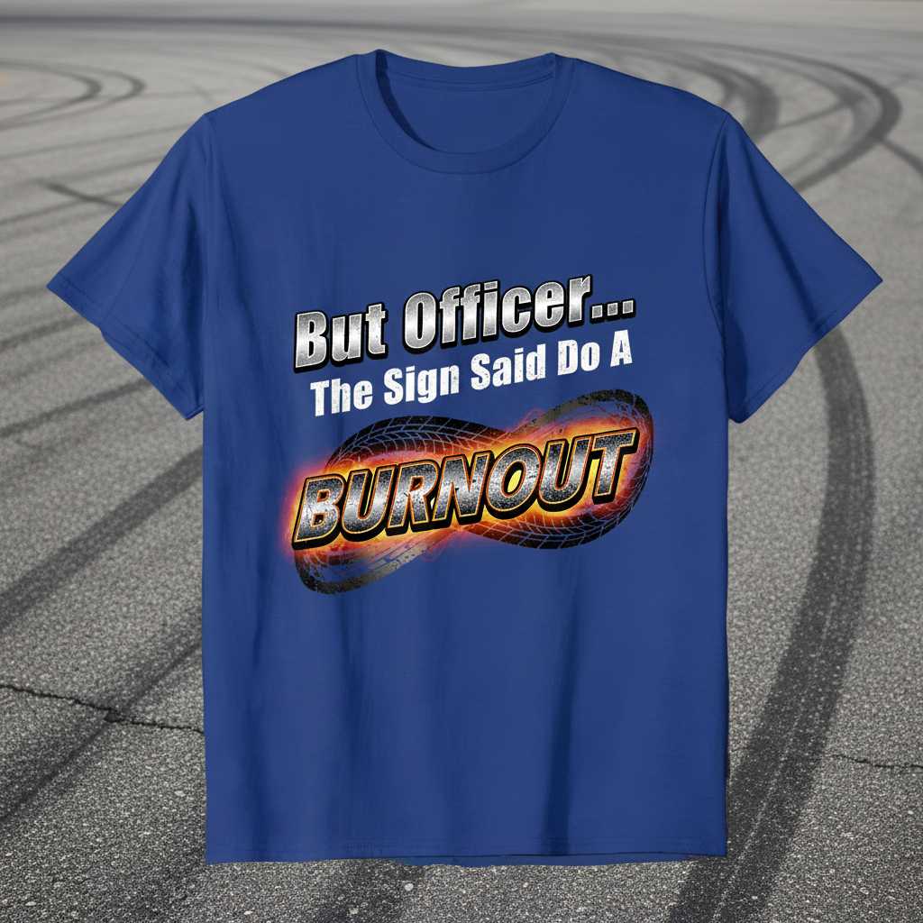 But Officer The Sign Said Do A Burnout Muscle Car T-Shirt Funny Tee Idea