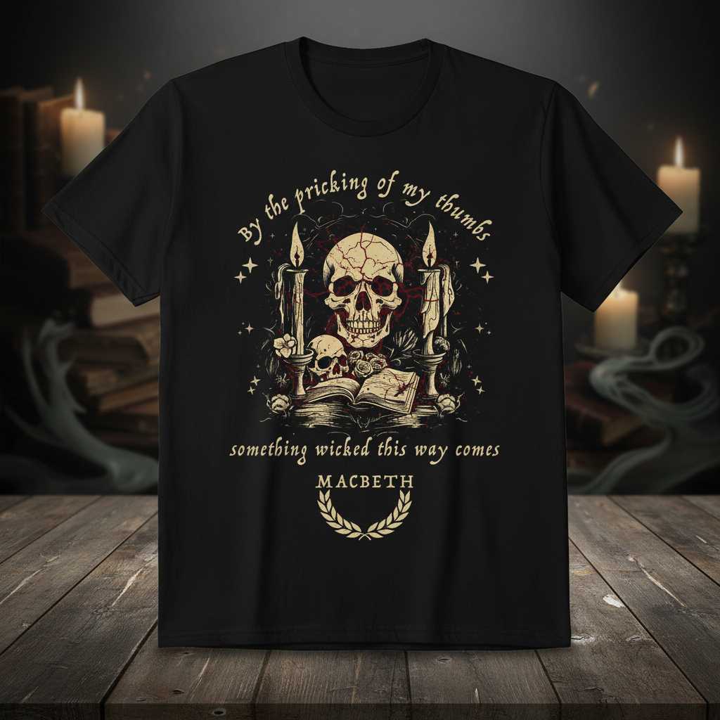 By The Pricking Of My Thumbs Something Wicked This Way Comes Macbeth Vintage T-Shirt Graphic Tee