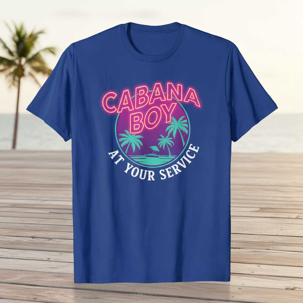 Cabana Boy At Your Service Retro T-Shirt, Funny Summer Graphic Tee Souvenir