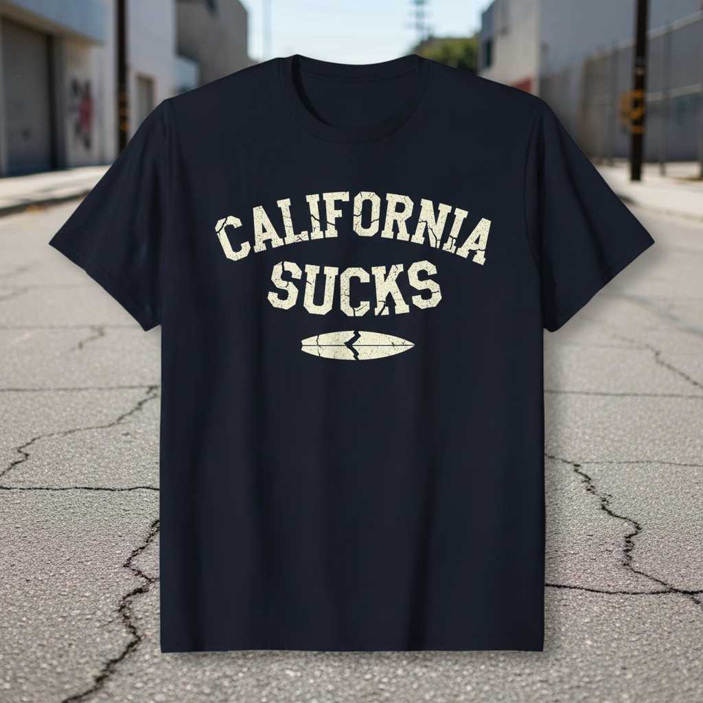 California Sucks Vintage Distressed T-Shirt, Funny Novelty Graphic Tee Souvenir