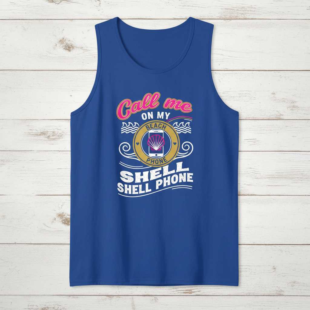 Call Me On My Beach Phone Shell Shell Phone Retro T-Shirt, Funny Tee Top