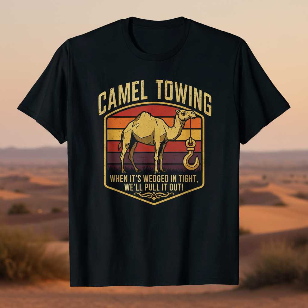 Camel Towing When Its Wedged In Tight Well Pull It Out Retro T-Shirt Funny Tee