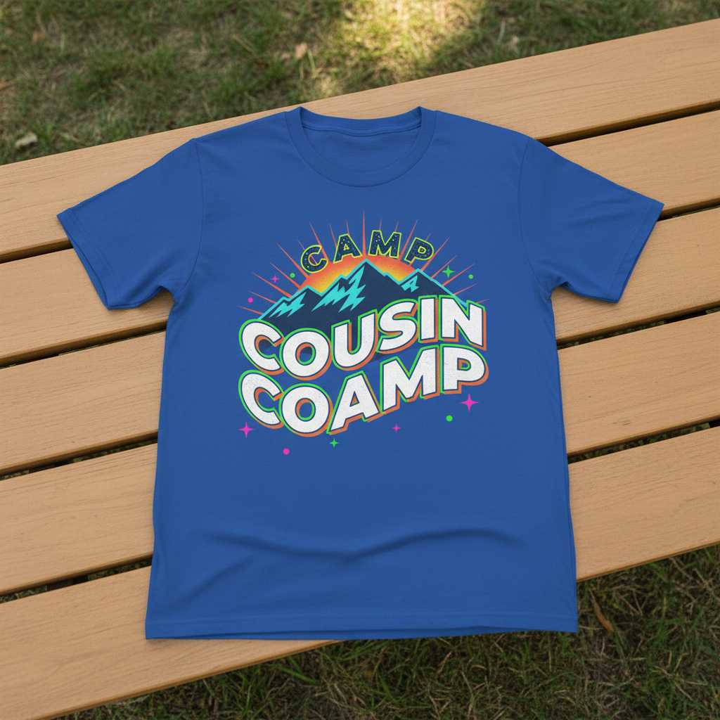 Camp Cousin Camp 2025 Graphic T-Shirt, Funny Novelty Camping Tee Souvenir