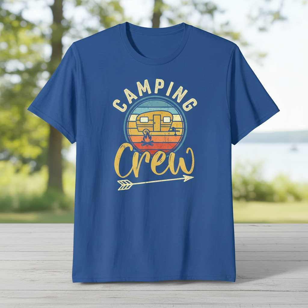 Camping Crew Retro Vintage T-Shirt, Funny Camper Glamping Tee Outfit Idea