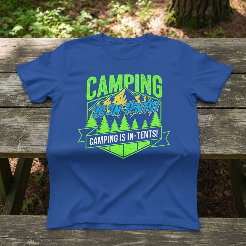 Camping Is In-Tents Distressed Graphic T-Shirt, Funny Outdoor Tee Present