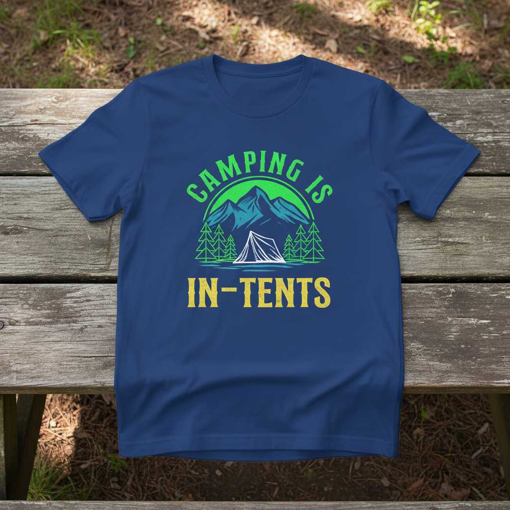 Camping Is In-Tents Vintage Graphic T-Shirt, Funny Outdoor Tee Souvenir