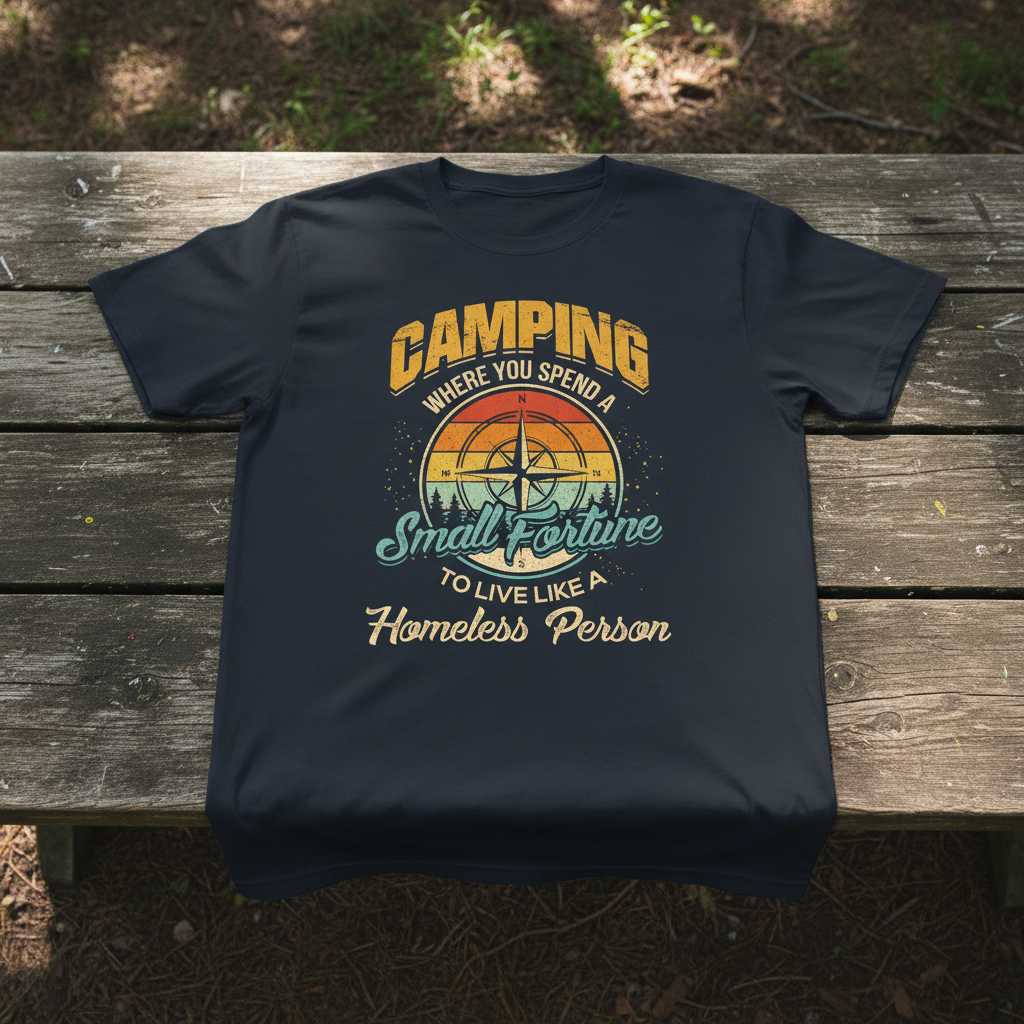 Camping Where You Spend A Small Fortune To Live Like A Homeless Person Retro T-Shirt Funny Tee