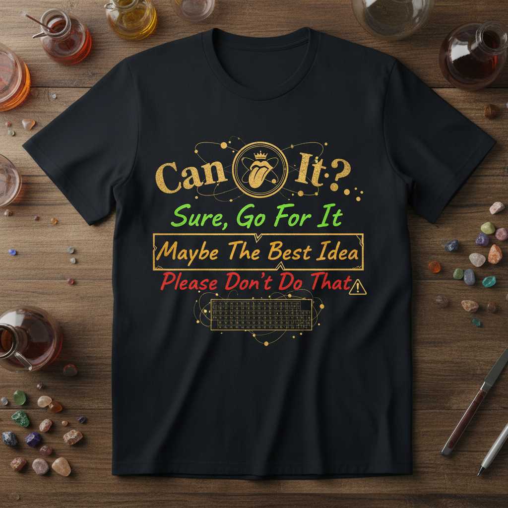 Can I Lick It- Sure Go For It Maybe The Best Idea Please Dont Do That Distressed T-Shirt, Funny Science Tee