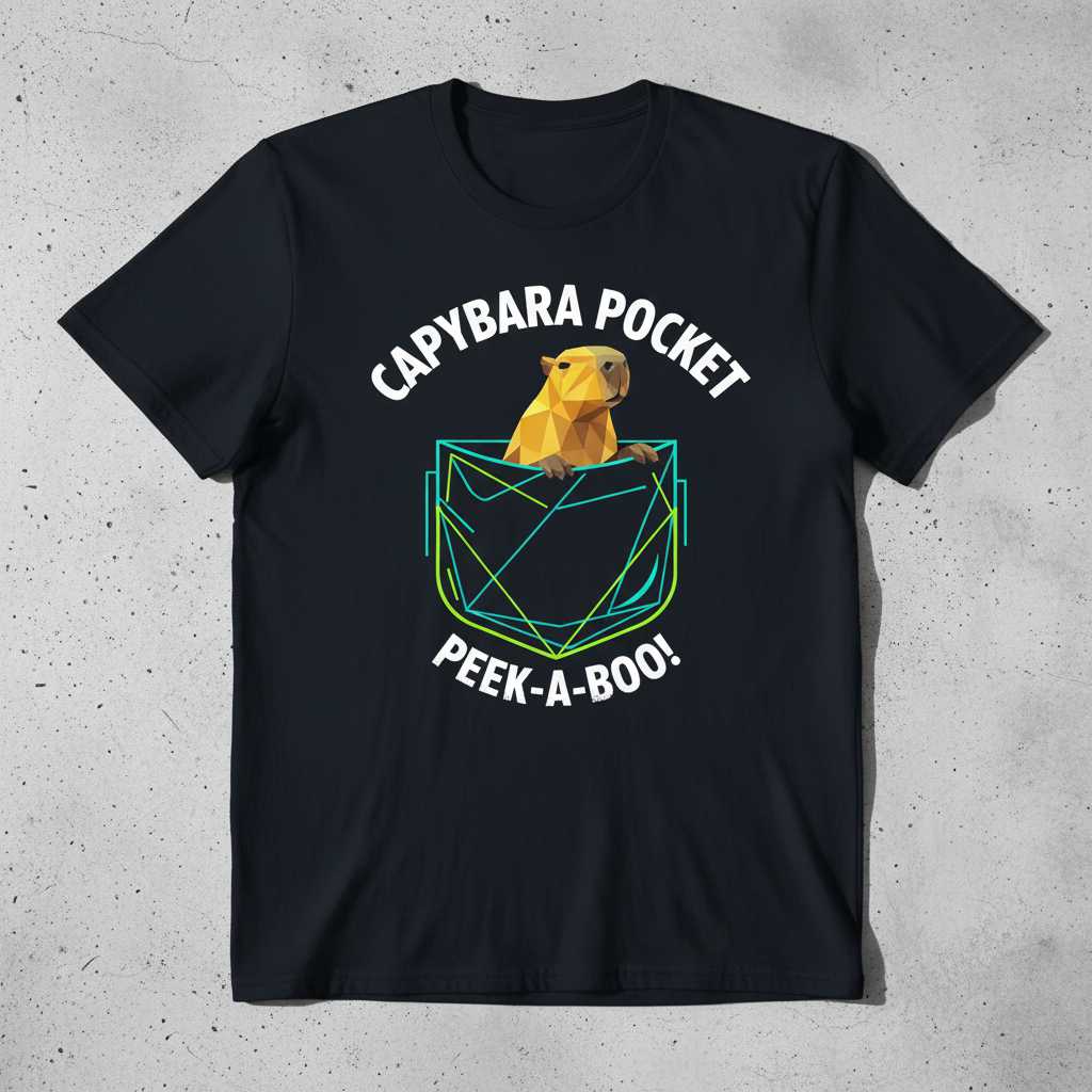 Capybara Pocket Peek-A-Boo! Graphic T-Shirt, Cute Animal Novelty Tee Idea