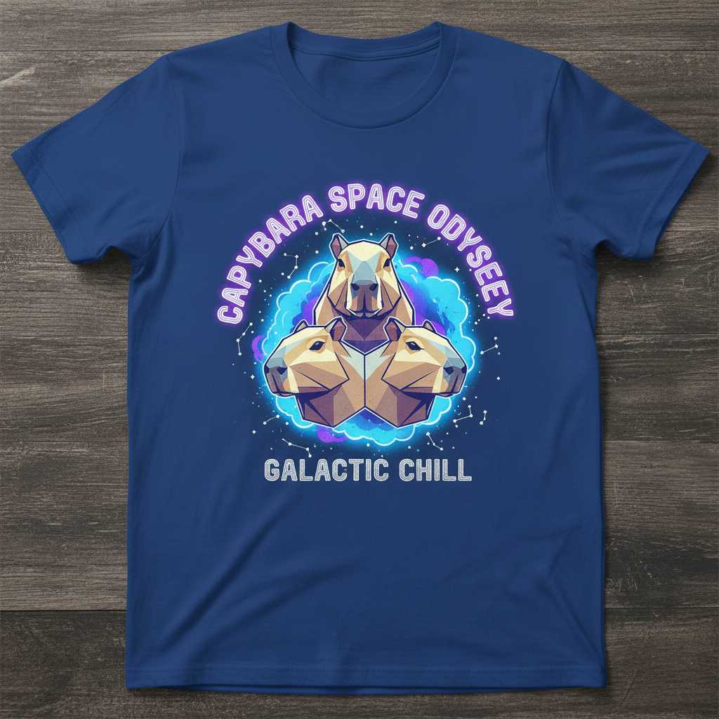 Capybara Space Odyssey Galactic Chill Graphic T-Shirt, Funny Novelty Tee Merch