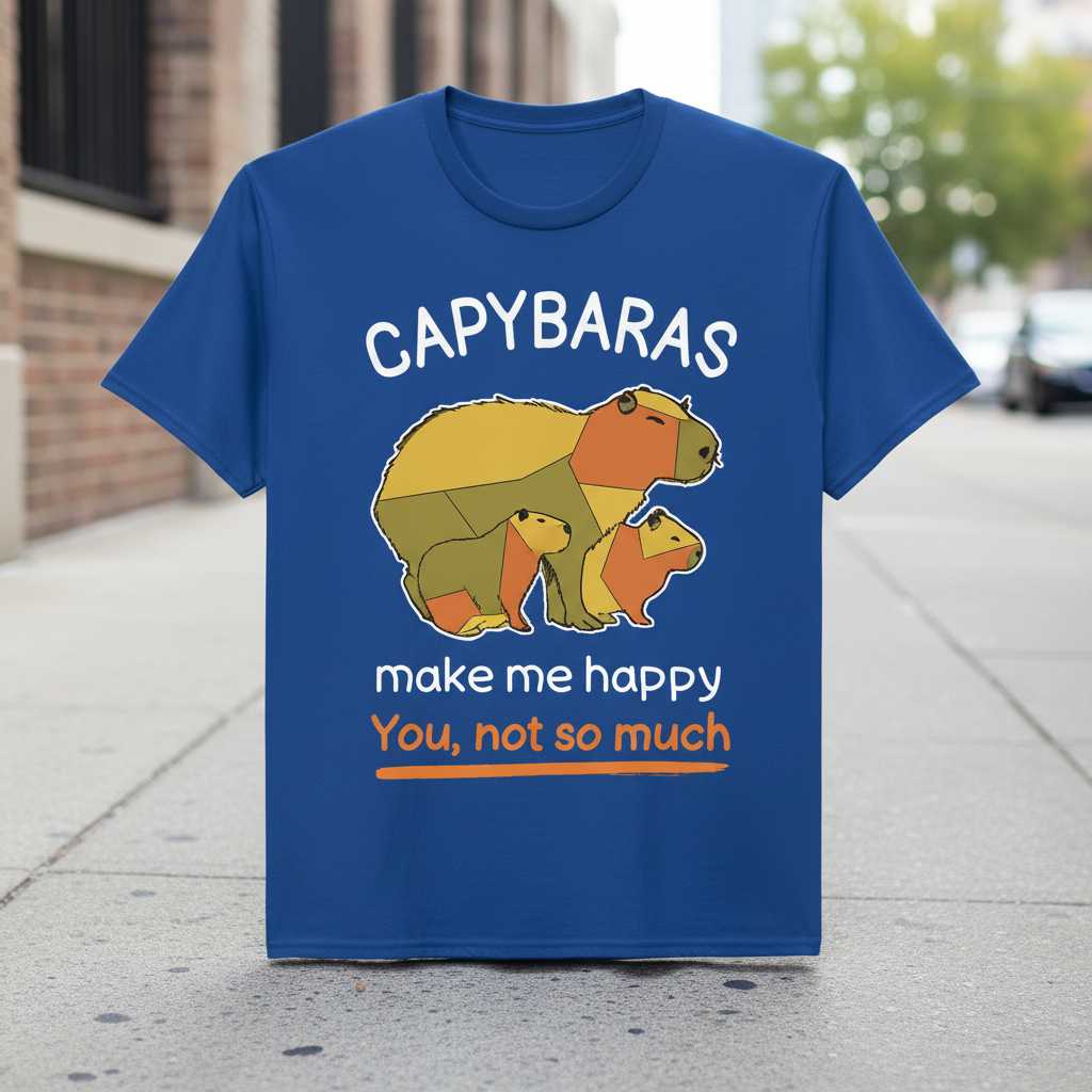 Capybaras Make Me Happy You Not So Much Sarcastic Animal T-Shirt Funny Tee
