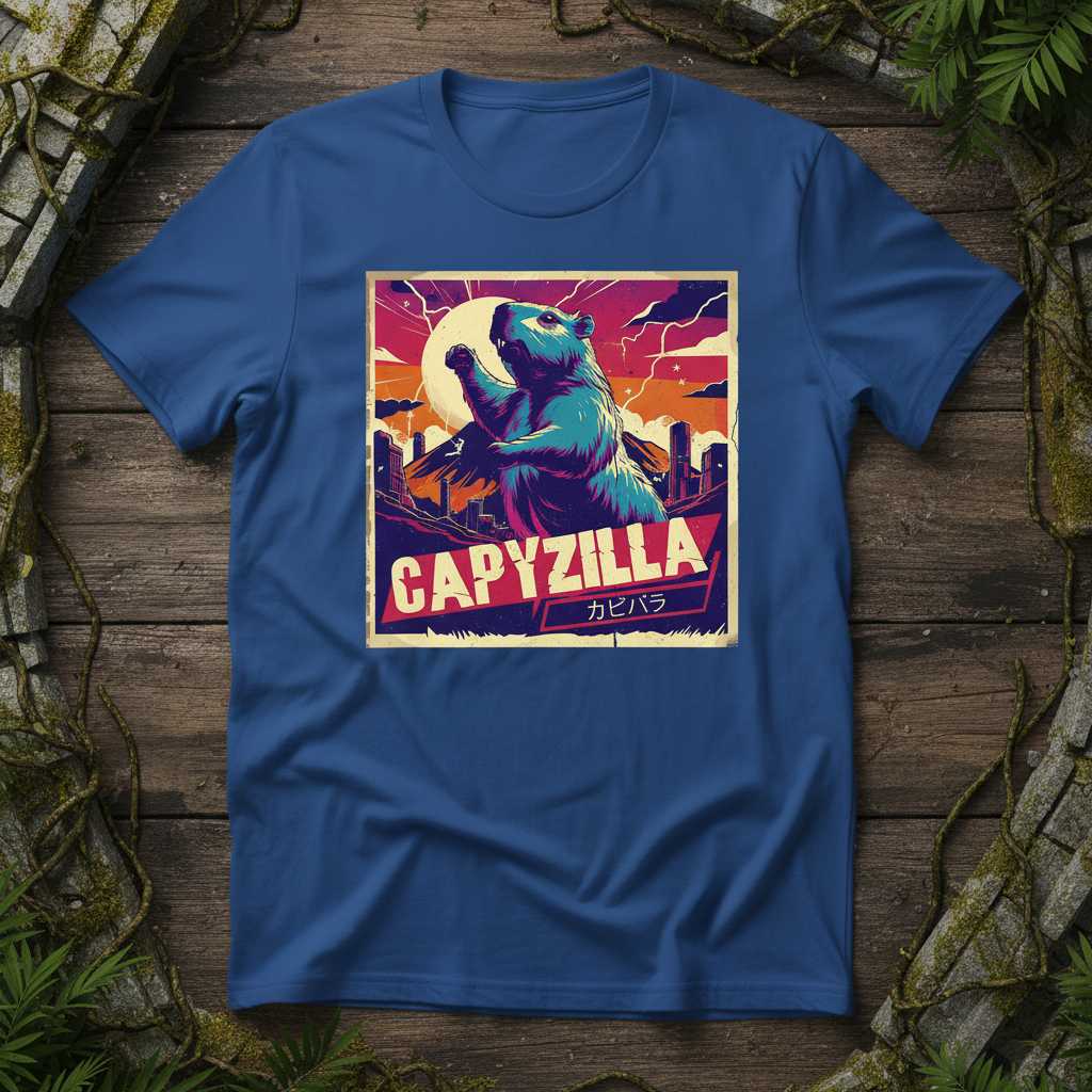 Capyzilla Retro Vintage Capybara T-Shirt, Funny Novelty Graphic Tee Merch