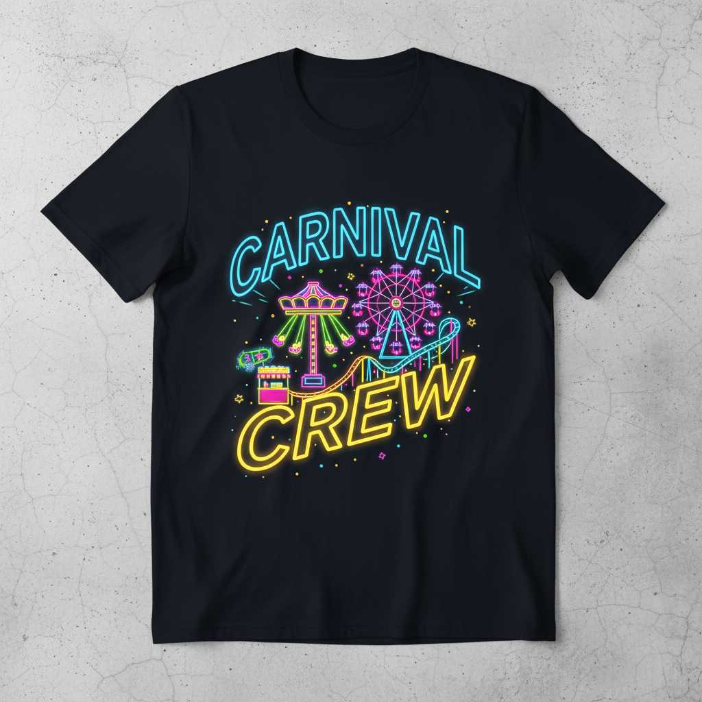 Carnival Crew Graphic T-Shirt, Circus Amusement Park Unisex Tee Souvenir