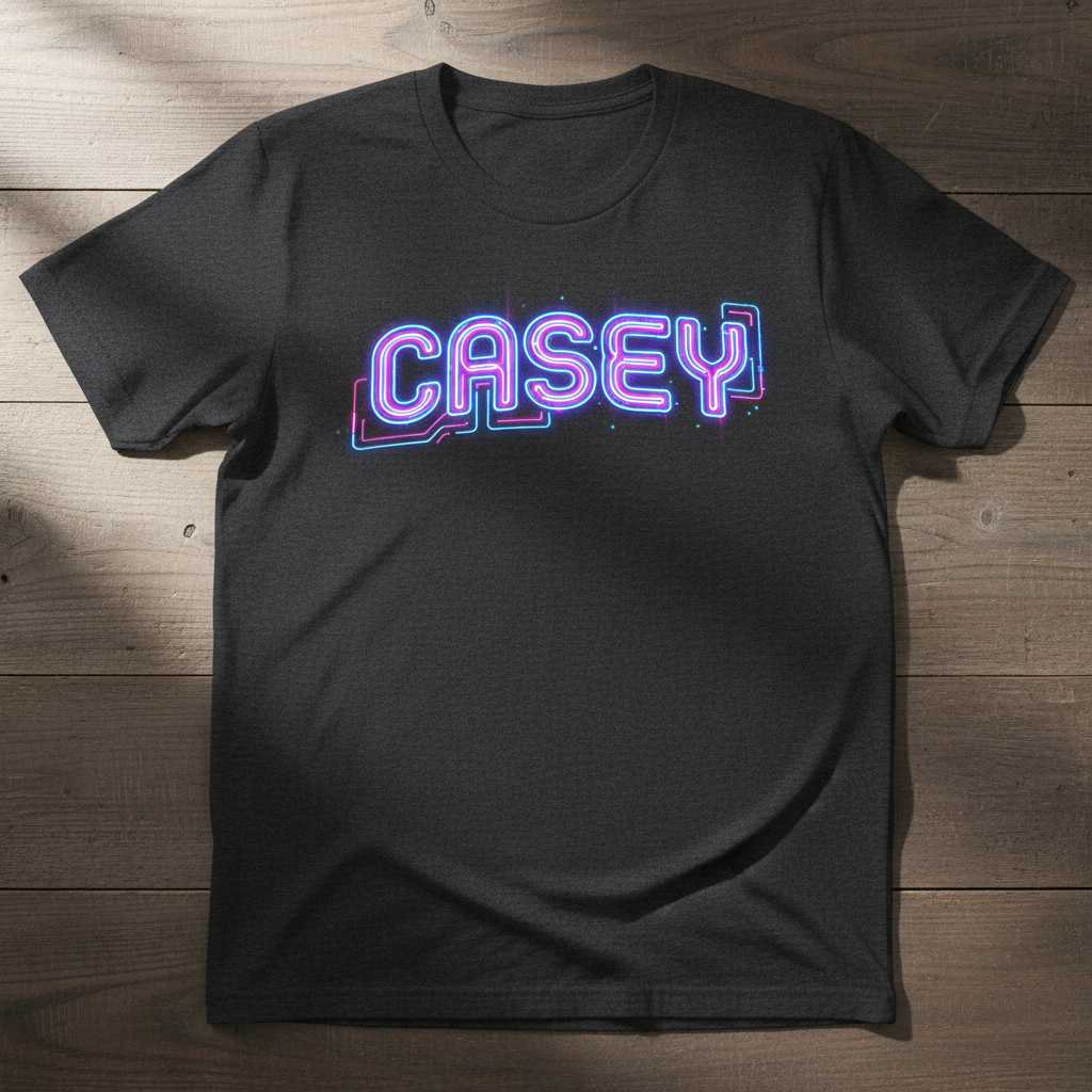 Casey Neon Retro T-Shirt, Unisex 80s Style Graphic Novelty Tee Gift Idea