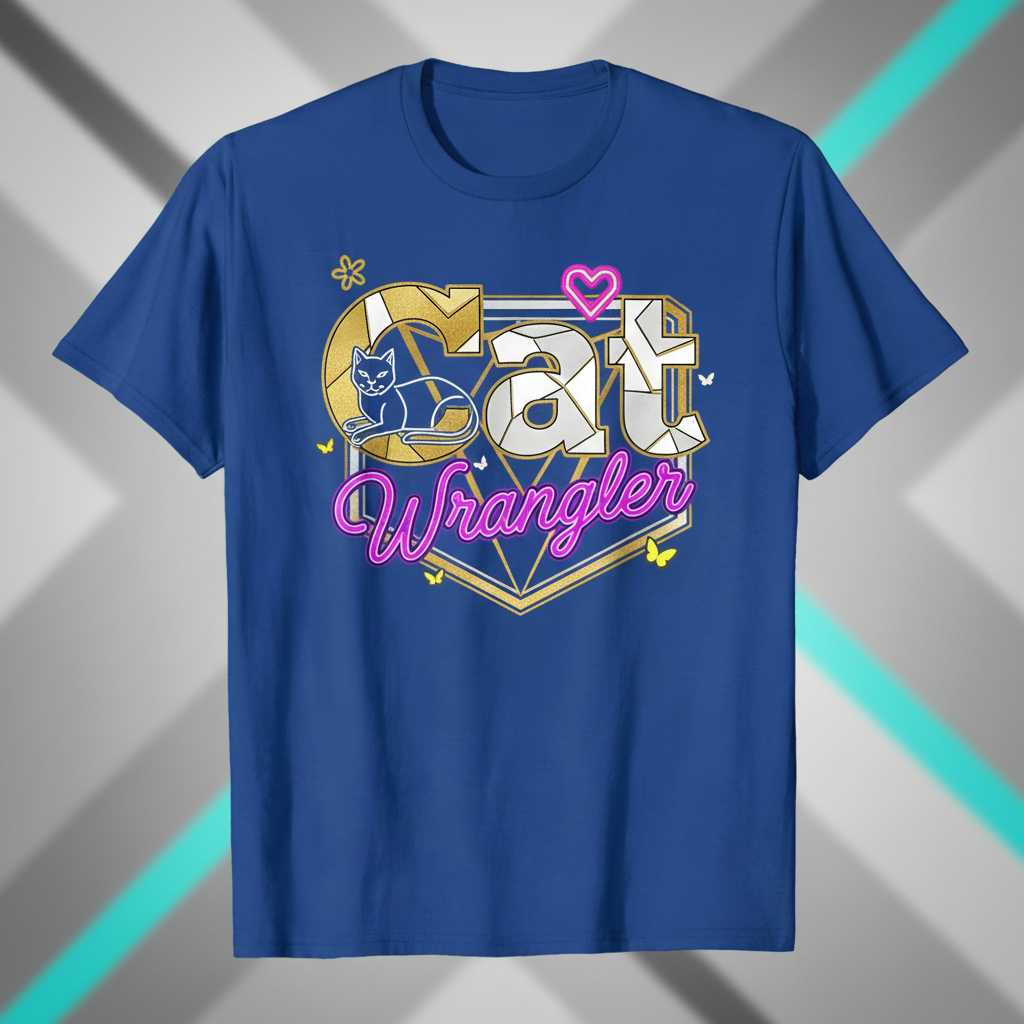 Cat Wrangler Retro Graphic T-Shirt, Funny Novelty Cat Lover Tee Merch Idea