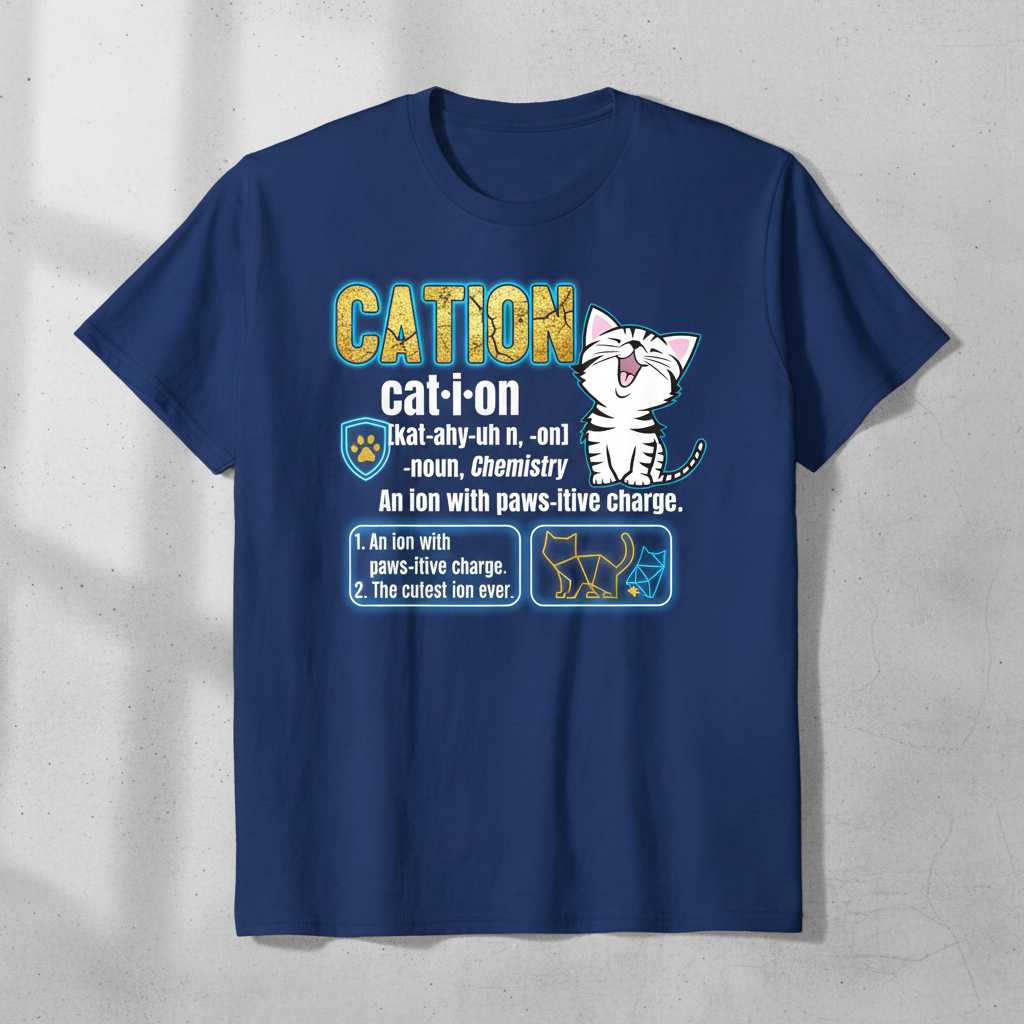 Cation An Ion With Paws-itive Charge Funny Science T-Shirt, Cute Cat Tee Idea