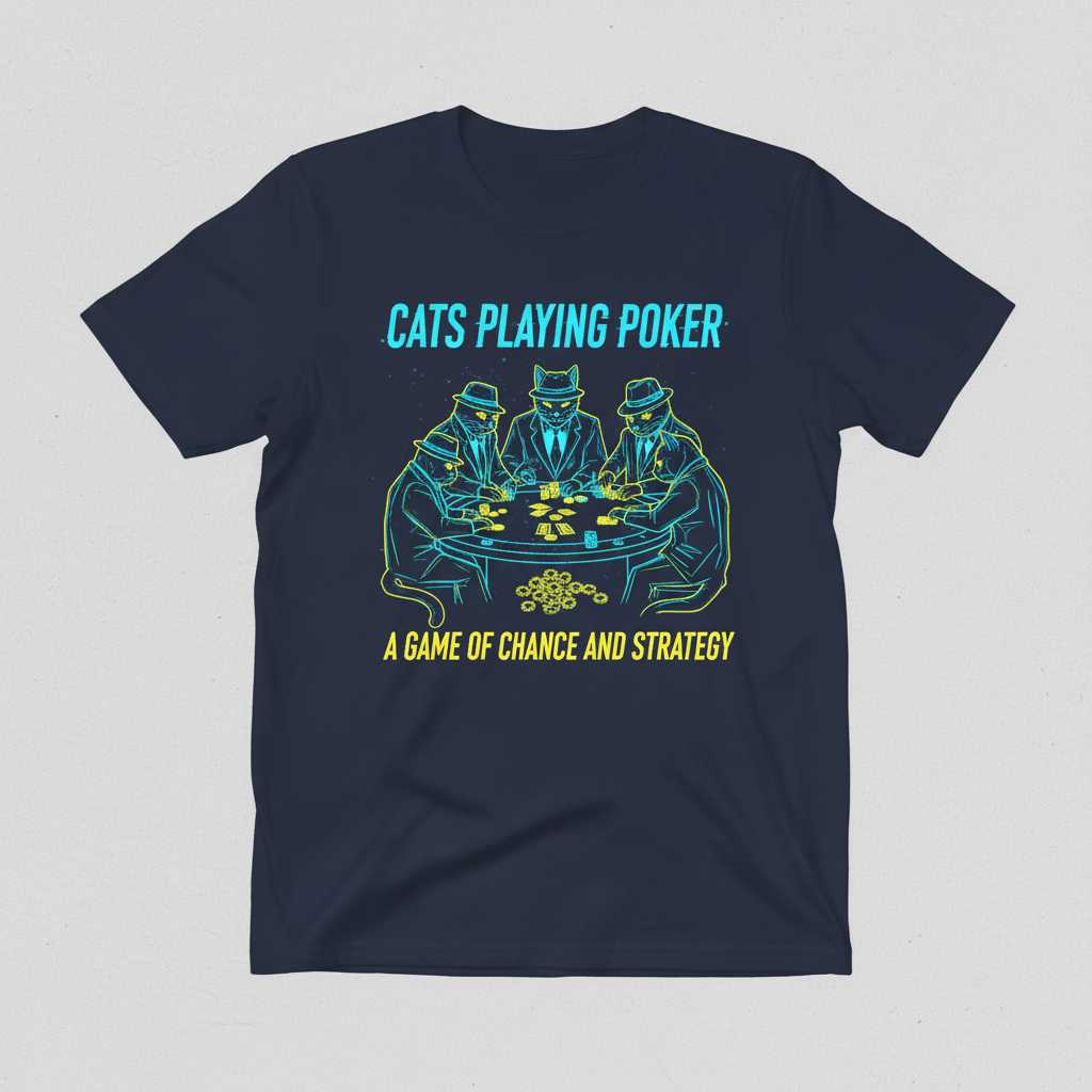 Cats Playing Poker A Game Of Chance And Strategy Retro T-Shirt Graphic Tee