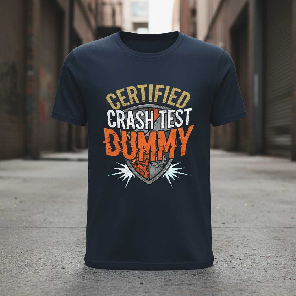 Certified Crash Test Dummy Distressed Vintage T-Shirt, Funny Graphic Tee Gear