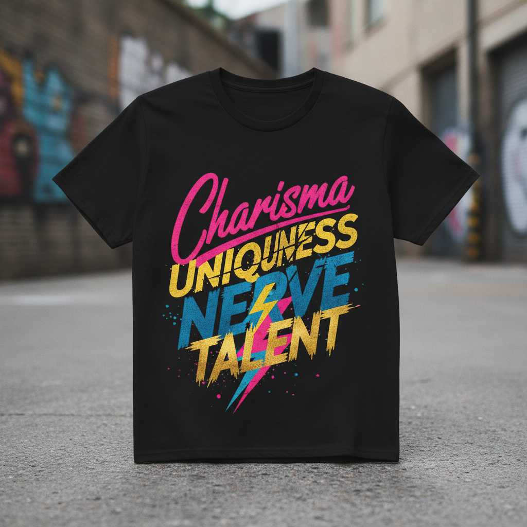 Charisma Uniqueness Nerve Talent Retro Distressed T-Shirt Novelty Tee Gear