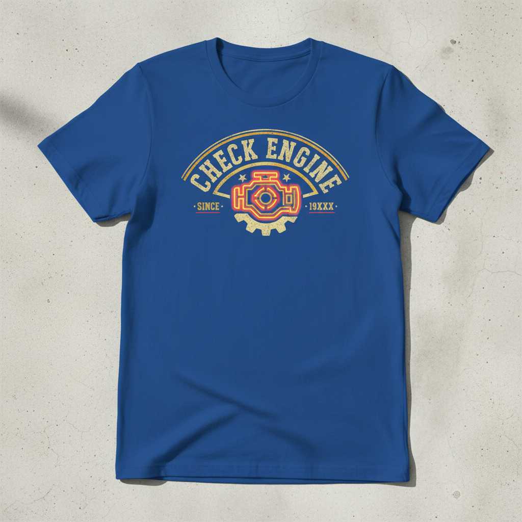 Check Engine Vintage Distressed T-Shirt, Funny Mechanic Graphic Tee Gear