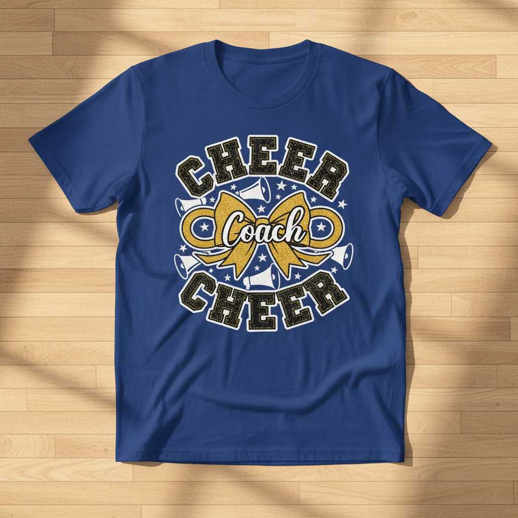 Cheer Coach Cheer Graphic T-Shirt, Cute Cheerleading Squad Tee Present