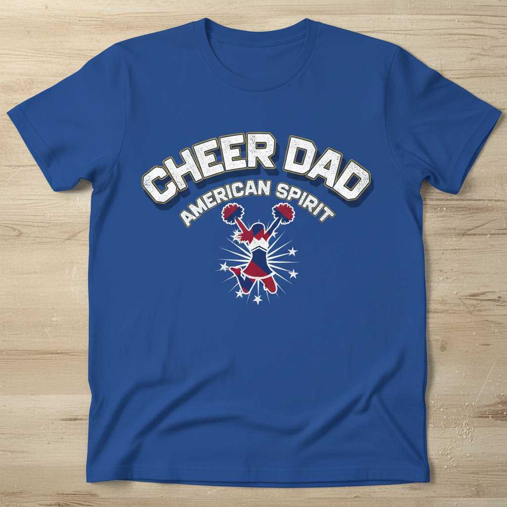 Cheer Dad American Spirit Vintage Distressed T-Shirt, Graphic Tee Present