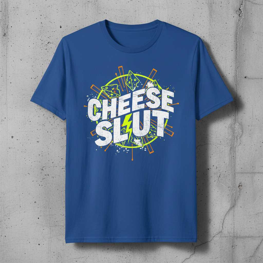 Cheese Slut Distressed Graphic T-Shirt, Funny Cheese Lover Novelty Tee Merch