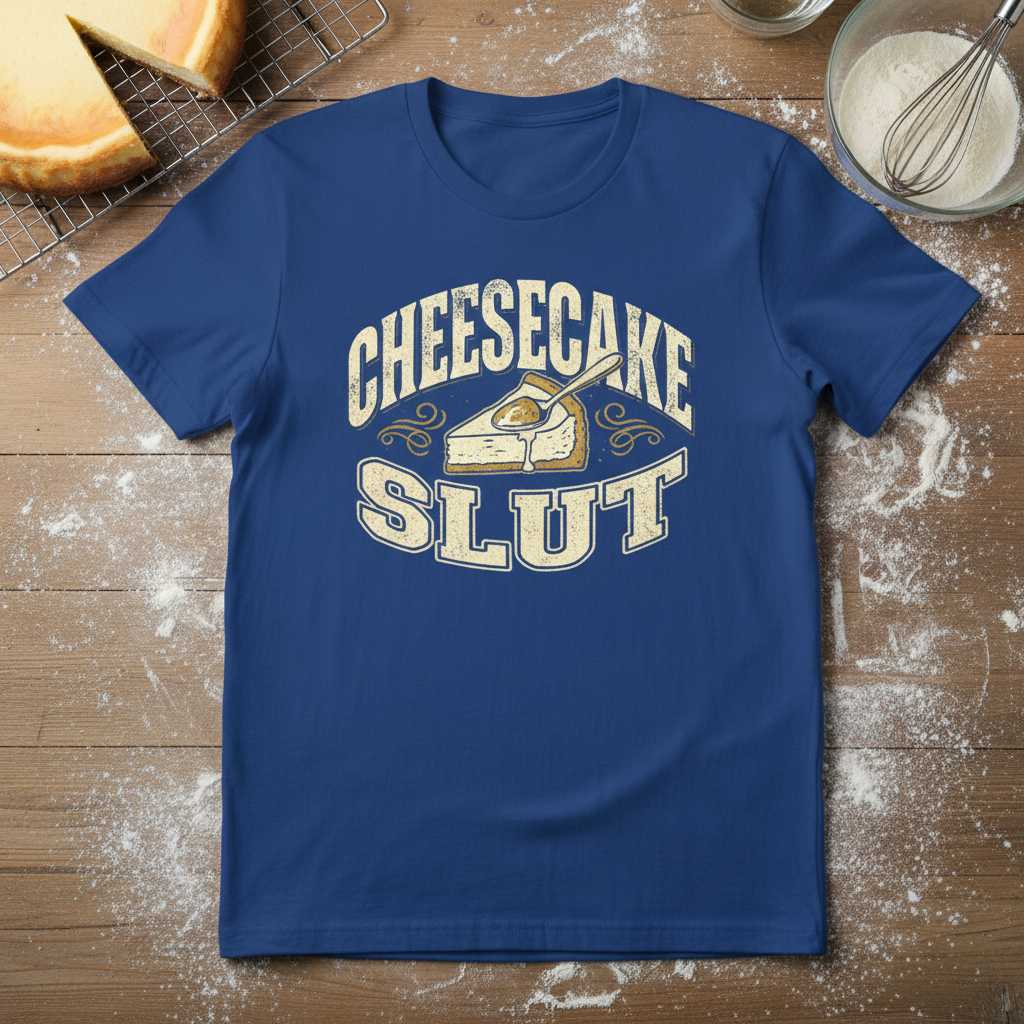 Cheesecake Slut Vintage Distressed T-Shirt, Funny Novelty Graphic Tee Merch