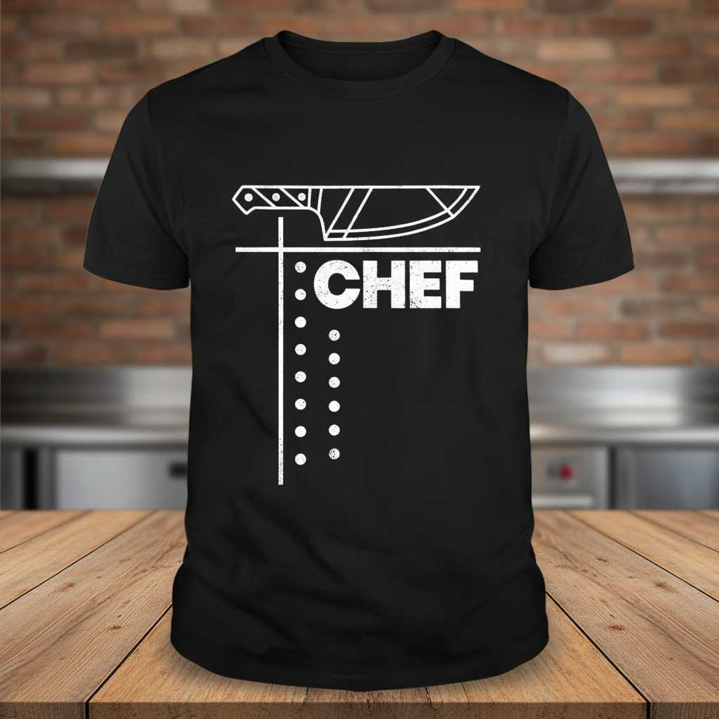 Chef Knife Distressed T-Shirt, Professional Culinary Cooking Kitchen Tee Gear