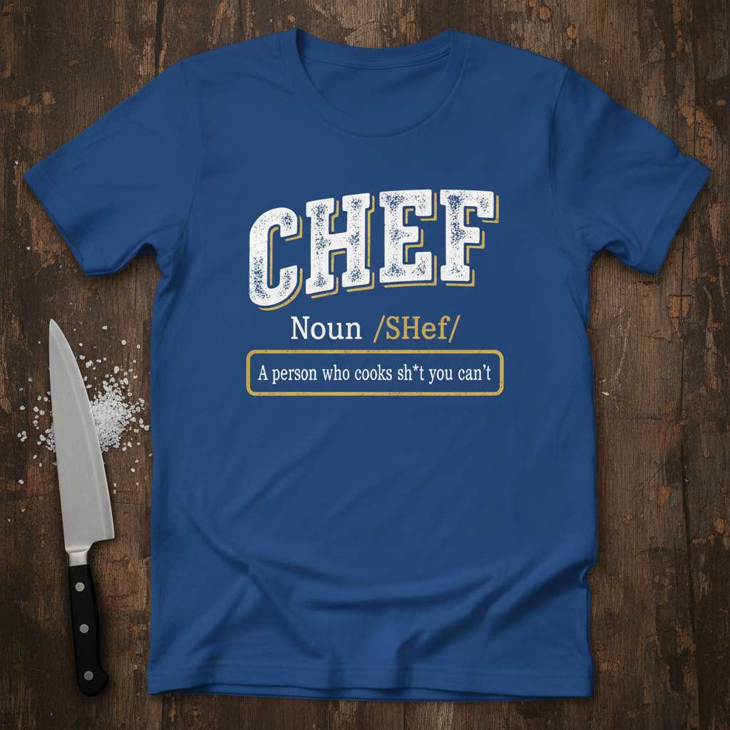 Chef Noun -SHef- A Person Who Cooks Sh-t You Cant Distressed T-Shirt, Funny Tee Idea