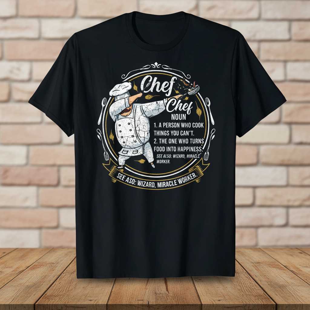 Chef Noun Wizard Miracle Worker Definition Graphic T-Shirt, Funny Culinary Tee